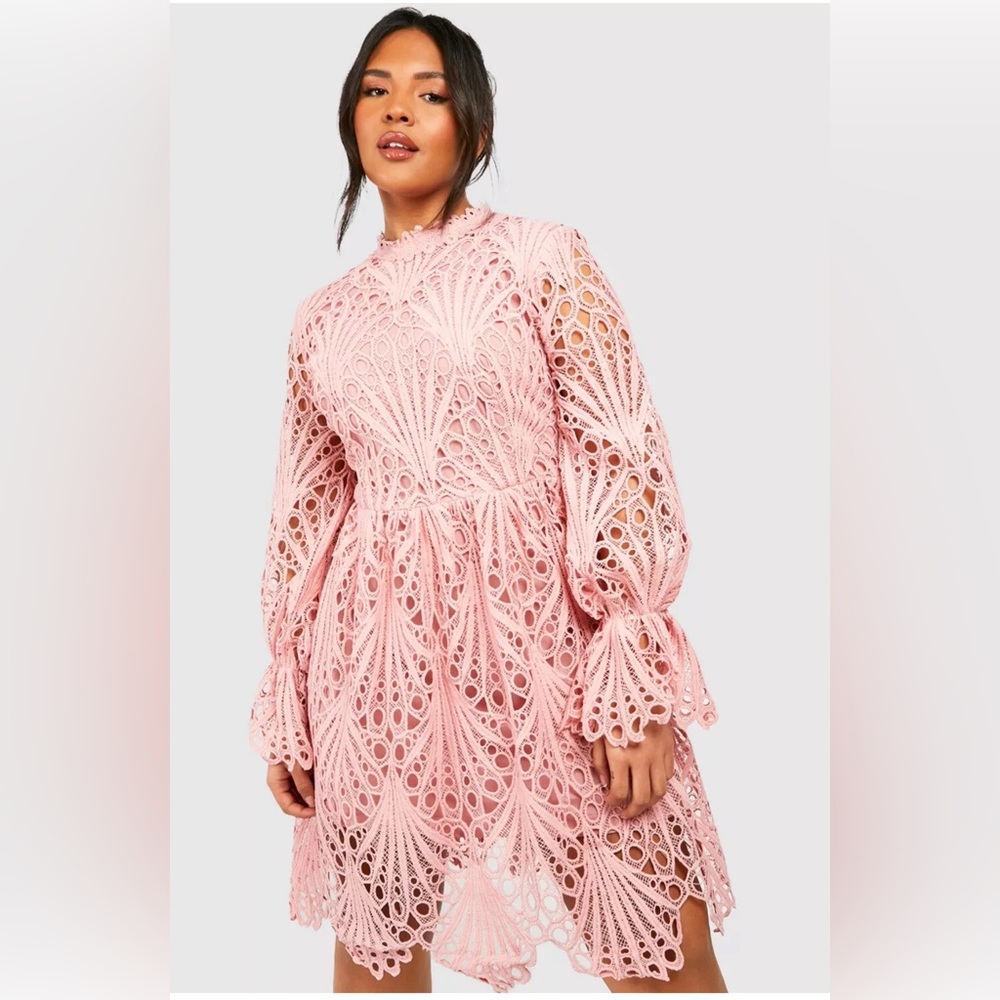 NWT Boohoo Plus Lace Skater crochet lace dress